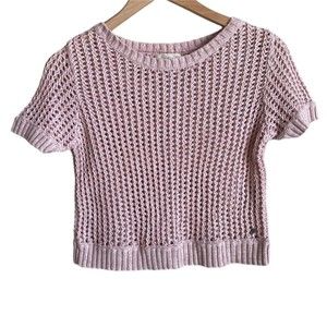 Denim & Supply Ralph Lauren Knit Short Sleeve Pink Crop Sweater M